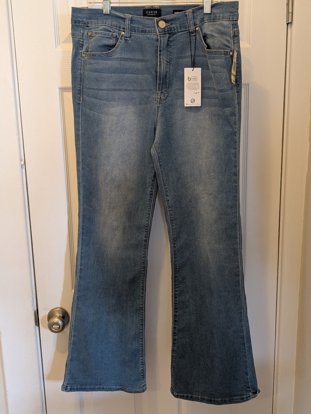 Y2K Flare Boho Jeans High Rise Light Wash Stretch Denim NWT Curve Appeal Size 14